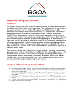 Responsible Gaming Policy Document